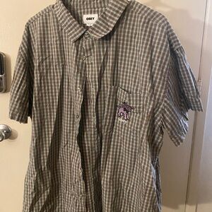 Obey Men's Casual Plaid Button-Down Shirt